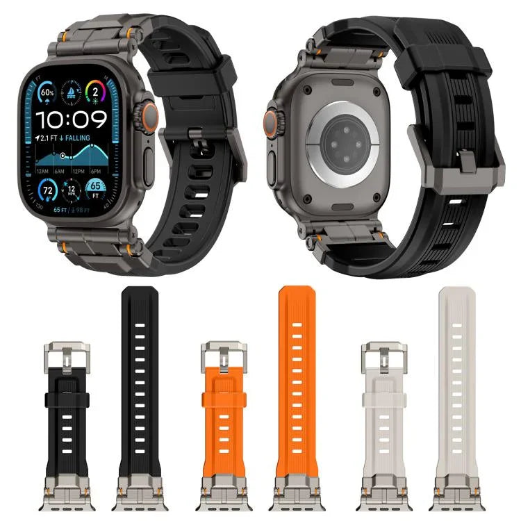สายรัดนาฬิกาซิลิโคนข้อต่อโลหะผสม สำหรับ Apple Watch 46 มม. / 49 มม. / 45 มม. / 44 มม.