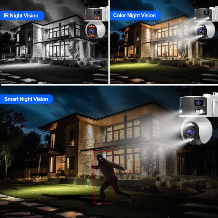 กล้องโดม PTZ มุมกว้างพิเศษหลายเลนส์ 8MP HD SriHome SH055B, SH055B