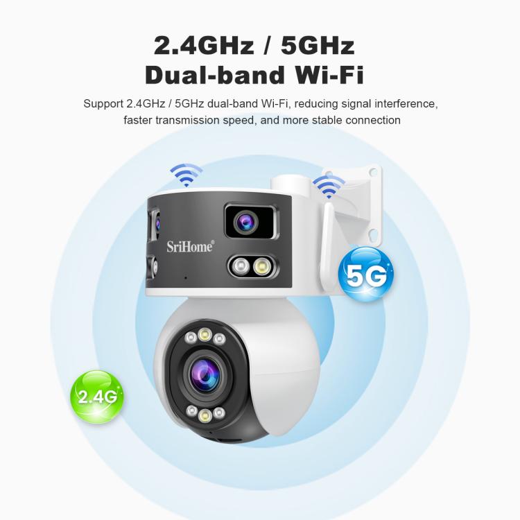 กล้องโดม PTZ มุมกว้างพิเศษหลายเลนส์ 8MP HD SriHome SH055B, SH055B