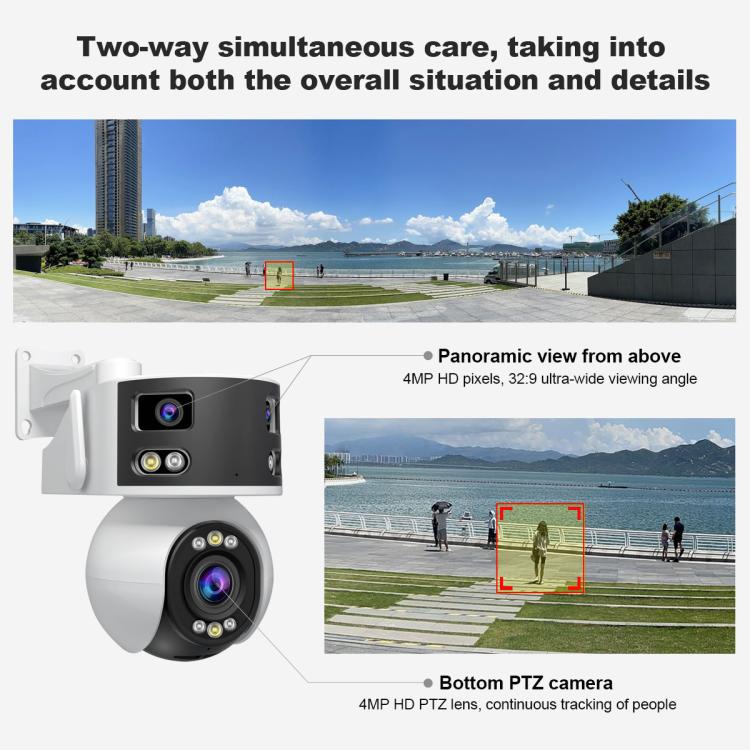 กล้องโดม PTZ มุมกว้างพิเศษหลายเลนส์ 8MP HD SriHome SH055B, SH055B