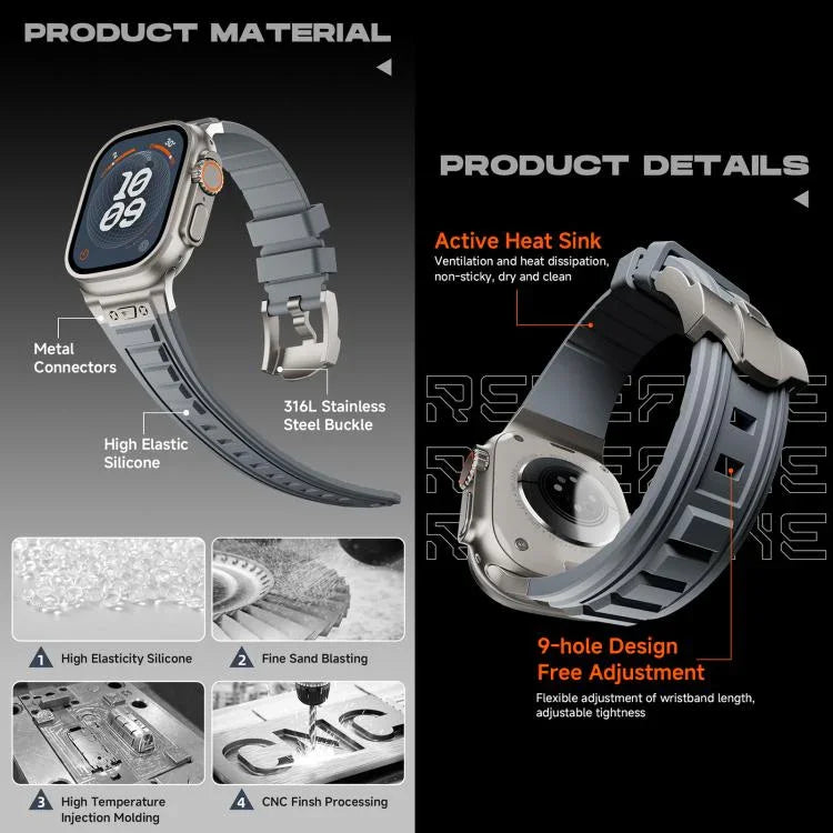 สายรัดนาฬิกาซิลิโคนยืดหยุ่นสูง Kalebol Armor สำหรับ Apple Watch 46 มม. / 49 มม. / 45 มม. / 44 มม.