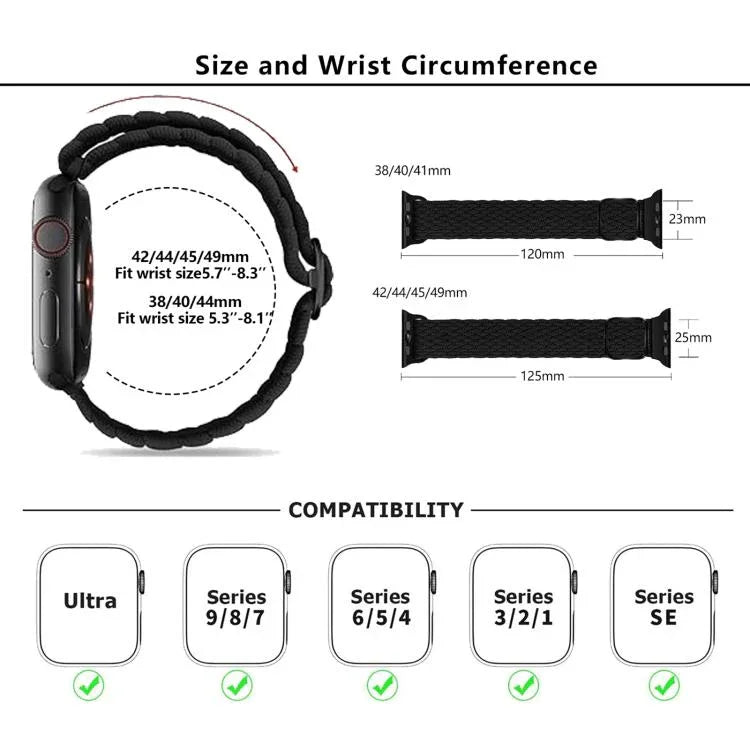 สายรัดนาฬิกาไนลอนถัก Kalebol แบบหัวเข็มขัดแปดตัว สำหรับ Apple Watch 46 มม. / 49 มม. / 45 มม. / 44 มม., สำหรับ Apple Watch 42 มม. / 41 มม. / 40 มม. / 38 มม.