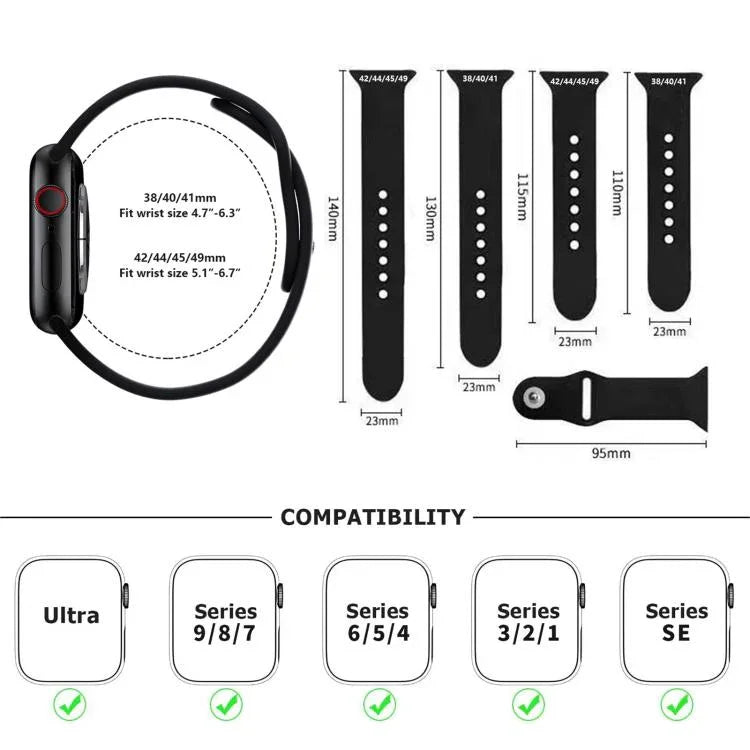 สายรัดนาฬิกาซิลิโคน Kalebol แบบหัวเข็มขัดกลับด้าน สำหรับ Apple Watch 46 มม. / 49 มม. / 45 มม. / 44 มม., สำหรับ Apple Watch 42 มม. / 41 มม. / 40 มม. / 38 มม.