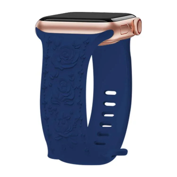 สายรัดนาฬิกาซิลิโคน Kalebol แบบหัวเข็มขัดรูปเลข 8 ปั๊มลายกุหลาบ สำหรับ Apple Watch 46 มม. / 49 มม. / 45 มม. / 44 มม., สำหรับ Apple Watch 42 มม. / 41 มม. / 40 มม. / 38 มม.