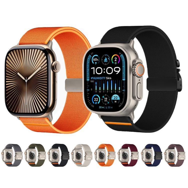 สายรัดนาฬิกาไนลอนยืดหยุ่น Kalebol แบบหัวเข็มขัดร่มชูชีพ สำหรับ Apple Watch 46 มม. / 49 มม. / 45 มม. / 44 มม., สำหรับ Apple Watch 42 มม. / 41 มม. / 40 มม. / 38 มม.