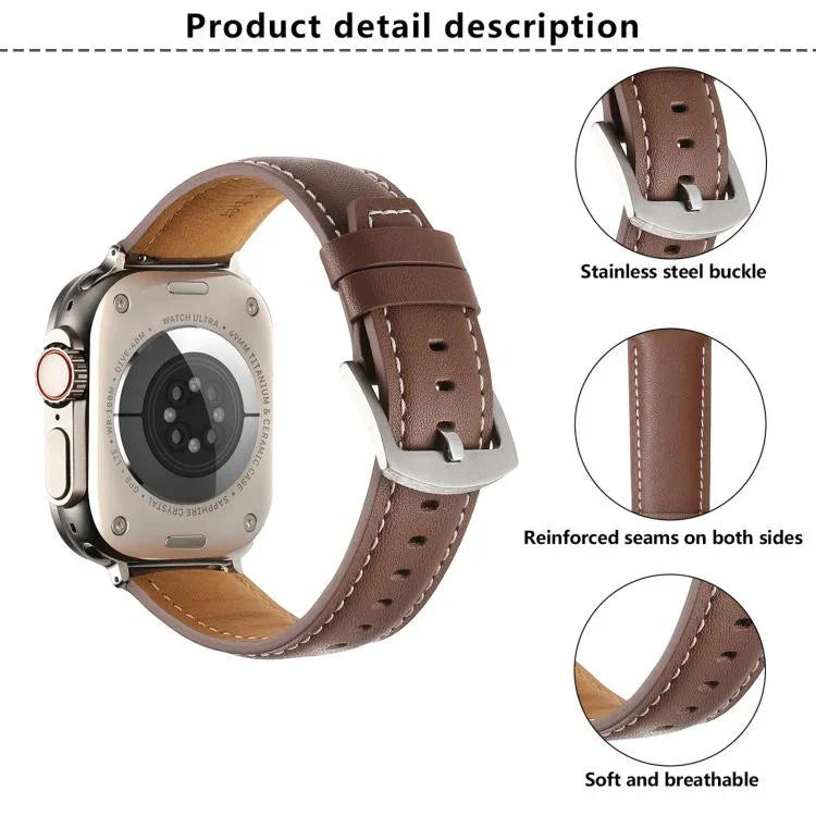 สายรัดนาฬิกาหนังแท้เรียบ Kalebol สำหรับ Apple Watch 46 มม. / 49 มม. / 45 มม. / 44 มม., สำหรับ Apple Watch 42 มม. / 41 มม. / 40 มม. / 38 มม.