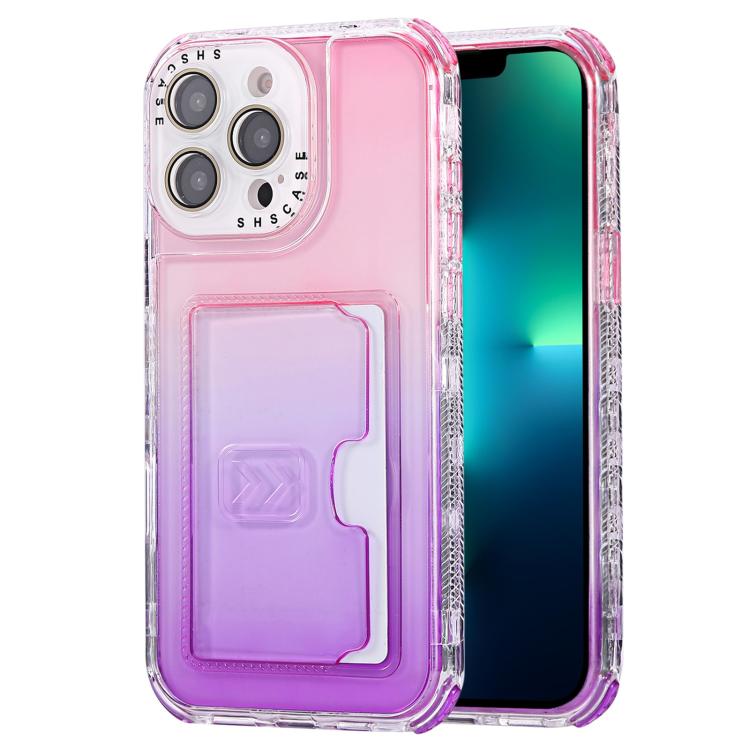Gradient Color TPU + PC Card Slot Full Coverage Phone Case, For iPhone 13 Pro Max, For iPhone 13 / 14, For iPhone 12 Pro Max