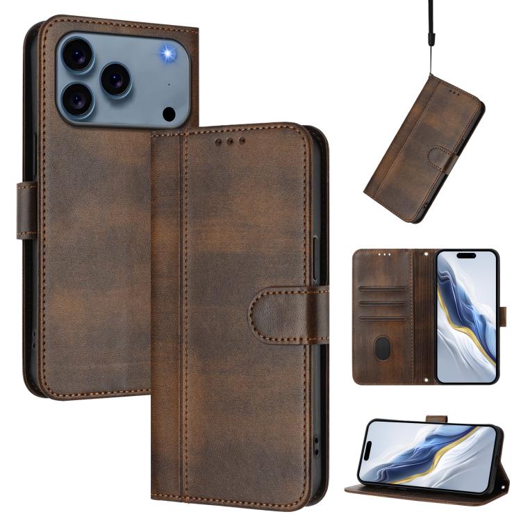 เคสโทรศัพท์หนังย้อนยุคแบบร้อยสายรัด Line Splicing Buckle สำหรับ iPhone 17e / 16e, สำหรับ iPhone 17 Pro Max, สำหรับ iPhone 17 Pro, สำหรับ iPhone 17, สำหรับ iPhone Air, สำหรับ iPhone 16 Pro Max