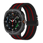 สายรัดนาฬิกานีลอนถักยืดลายริ้วพร้อมหัวเข็มขัดร่ม สำหรับ Samsung Galaxy Watch Ultra 47มม. / Ultra 2025