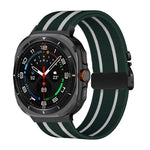 สายรัดนาฬิกานีลอนถักยืดลายริ้วพร้อมหัวเข็มขัดร่ม สำหรับ Samsung Galaxy Watch Ultra 47มม. / Ultra 2025
