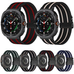 สายรัดนาฬิกานีลอนถักยืดลายริ้วพร้อมหัวเข็มขัดร่ม สำหรับ Samsung Galaxy Watch Ultra 47มม. / Ultra 2025