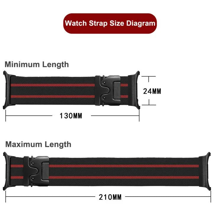 สายรัดนาฬิกานีลอนถักยืดลายริ้วพร้อมหัวเข็มขัดร่ม สำหรับ Samsung Galaxy Watch Ultra 47มม. / Ultra 2025