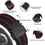 สายรัดนาฬิกานีลอนถักยืดลายริ้วพร้อมหัวเข็มขัดร่ม สำหรับ Samsung Galaxy Watch Ultra 47มม. / Ultra 2025