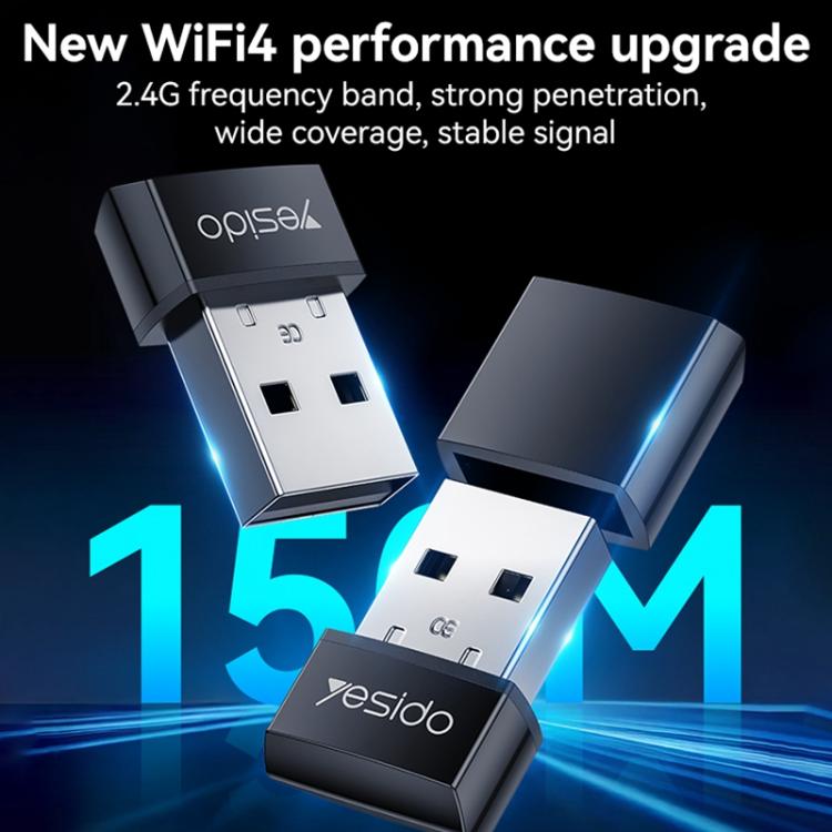 Yesido WP10 ตัวรับสัญญาณ WiFi แบบไร้สาย 150Mbps อะแดปเตอร์ USB ไร้สายความเร็วสูง