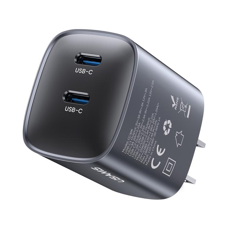USAMS CC306 T66 ที่ชาร์จเร็ว GaN 45W Dual USB-C / Type-C, ปลั๊ก US, CC306
