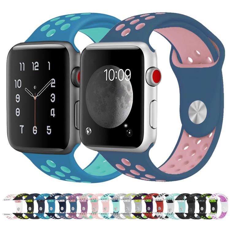 สายรัดนาฬิกาซิลิโคนกีฬาสองสี xDfind สำหรับ Apple Watch 46mm / 49mm / 45mm / 44mm, สำหรับ Apple Watch 42mm / 41mm / 40mm / 38mm