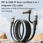 สายชาร์จข้อมูลแม่เหล็ก Momax Mag.Link Duo 60W USB-C / Type-C ถึง USB-C / Type-C / 8 Pin, DC58 1m, DL58 60W 1m