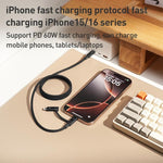 สายชาร์จข้อมูลแม่เหล็ก Momax Mag.Link Duo 60W USB-C / Type-C ถึง USB-C / Type-C / 8 Pin, DC58 1m, DL58 60W 1m
