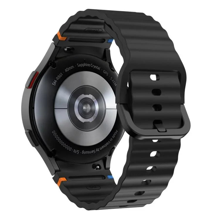 สายรัดนาฬิกาซิลิโคนลายคลื่นเย็บพร้อมหัวเข็มขัดสีสันสดใส xDfind สำหรับ Samsung Galaxy Watch FE / 7 / 6 / 5 / 4