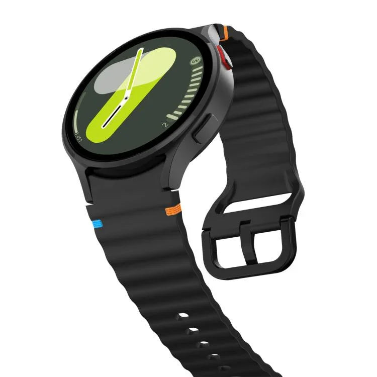 สายรัดนาฬิกาซิลิโคนลายคลื่นเย็บพร้อมหัวเข็มขัดสีสันสดใส xDfind สำหรับ Samsung Galaxy Watch FE / 7 / 6 / 5 / 4