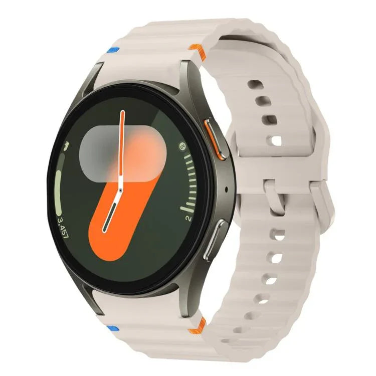 สายรัดนาฬิกาซิลิโคนลายคลื่นเย็บพร้อมหัวเข็มขัดสีสันสดใส xDfind สำหรับ Samsung Galaxy Watch FE / 7 / 6 / 5 / 4