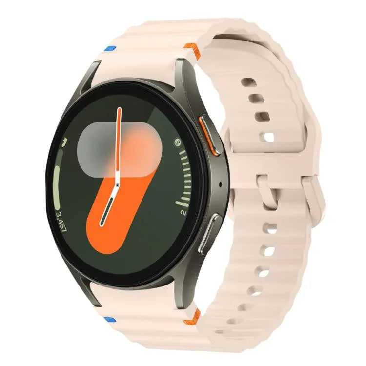 สายรัดนาฬิกาซิลิโคนลายคลื่นเย็บพร้อมหัวเข็มขัดสีสันสดใส xDfind สำหรับ Samsung Galaxy Watch FE / 7 / 6 / 5 / 4