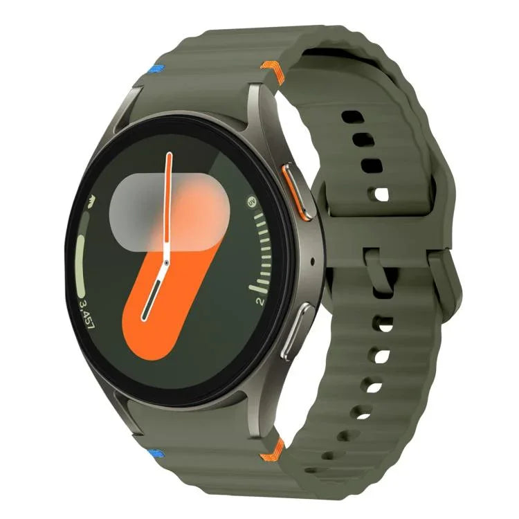 สายรัดนาฬิกาซิลิโคนลายคลื่นเย็บพร้อมหัวเข็มขัดสีสันสดใส xDfind สำหรับ Samsung Galaxy Watch FE / 7 / 6 / 5 / 4