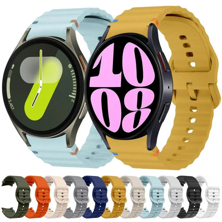 สายรัดนาฬิกาซิลิโคนลายคลื่นเย็บพร้อมหัวเข็มขัดสีสันสดใส xDfind สำหรับ Samsung Galaxy Watch FE / 7 / 6 / 5 / 4