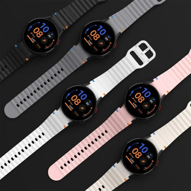 สายรัดนาฬิกาซิลิโคนลายคลื่นเย็บพร้อมหัวเข็มขัดสีสันสดใส xDfind สำหรับ Samsung Galaxy Watch FE / 7 / 6 / 5 / 4