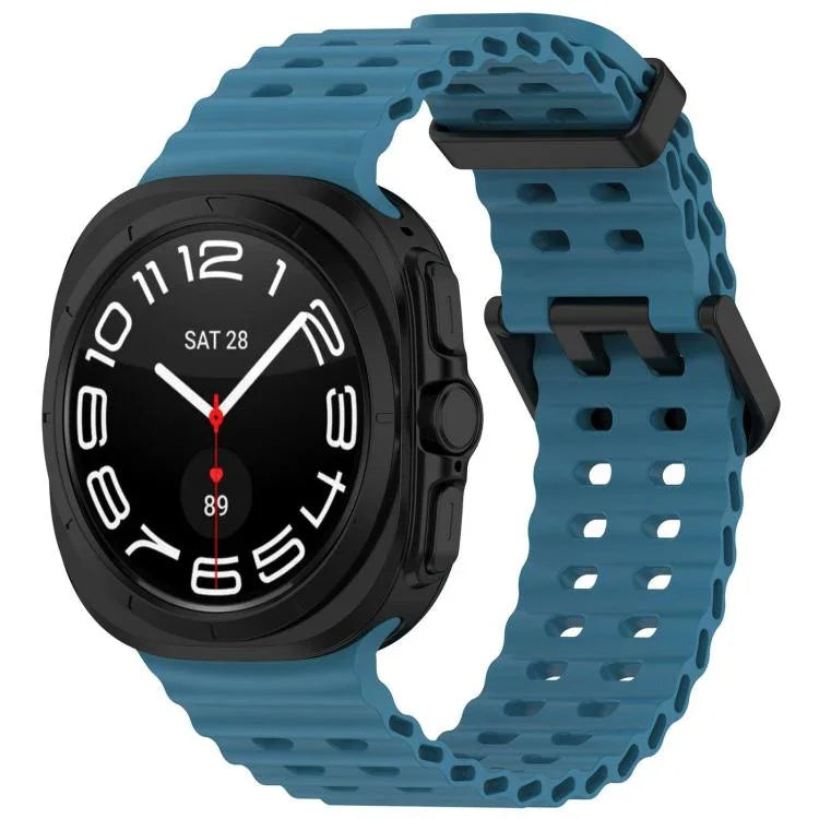 สายรัดนาฬิกาซิลิโคนหัวเข็มขัดคู่รูทะเล xDfind สำหรับ Samsung Galaxy Watch Ultra ขนาด 47 มม. / Ultra 2025