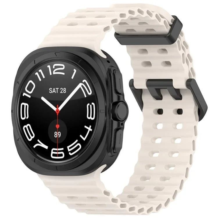 สายรัดนาฬิกาซิลิโคนหัวเข็มขัดคู่รูทะเล xDfind สำหรับ Samsung Galaxy Watch Ultra ขนาด 47 มม. / Ultra 2025