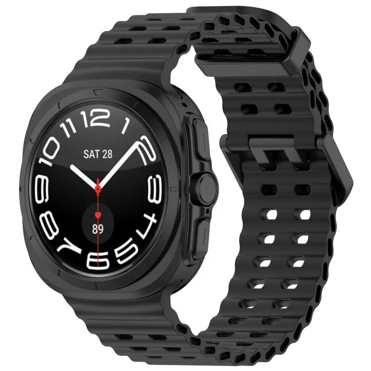 สายรัดนาฬิกาซิลิโคนหัวเข็มขัดคู่รูทะเล xDfind สำหรับ Samsung Galaxy Watch Ultra ขนาด 47 มม. / Ultra 2025