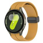 xDfind Fold Magnetic Black Buckle Silicone Watch Band, For Samsung Galaxy Watch7 / FE / 6 / 5 / 4