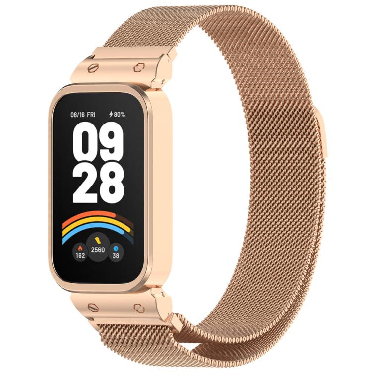 xDfind Watch Frame Integrated Milan Magnetic Metal Watch Band, For Redmi Band 3 / Xiaomi Smart Band 9 Active, For Redmi Band 2 / Xiaomi Smart Band 8 Active