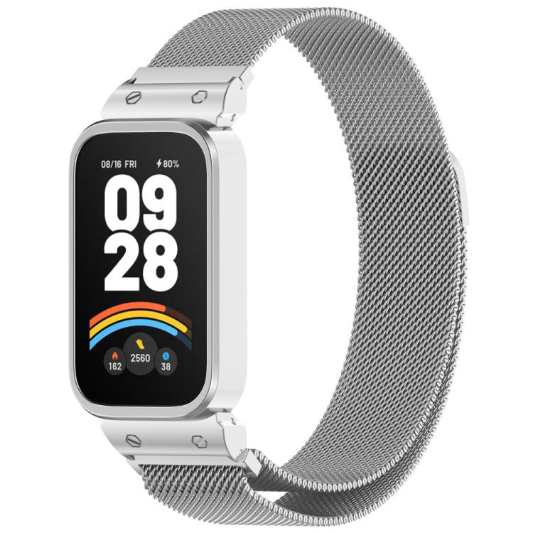 xDfind Watch Frame Integrated Milan Magnetic Metal Watch Band, For Redmi Band 3 / Xiaomi Smart Band 9 Active, For Redmi Band 2 / Xiaomi Smart Band 8 Active