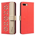 เคสโทรศัพท์หนังลายดอกไม้กลวงสีเย็บต่อพร้อม RFID สำหรับ iPhone XS Max, สำหรับ iPhone 6 Plus / 7 Plus / 8 Plus, สำหรับ iPhone 6 / 7 / 8