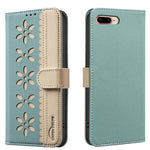 เคสโทรศัพท์หนังลายดอกไม้กลวงสีเย็บต่อพร้อม RFID สำหรับ iPhone XS Max, สำหรับ iPhone 6 Plus / 7 Plus / 8 Plus, สำหรับ iPhone 6 / 7 / 8