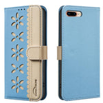 เคสโทรศัพท์หนังลายดอกไม้กลวงสีเย็บต่อพร้อม RFID สำหรับ iPhone XS Max, สำหรับ iPhone 6 Plus / 7 Plus / 8 Plus, สำหรับ iPhone 6 / 7 / 8