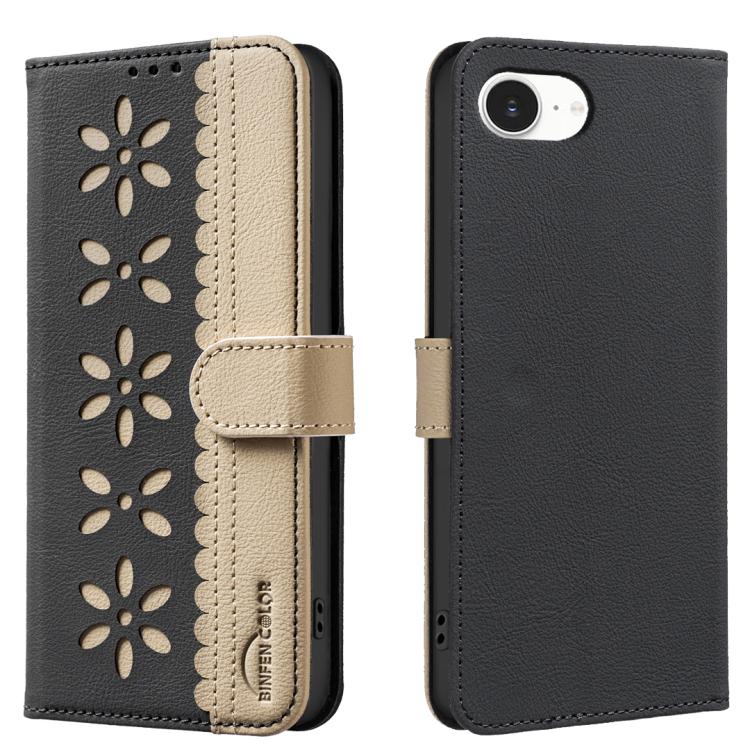 เคสโทรศัพท์หนังลายดอกไม้กลวงสีสันตัดต่อพร้อม RFID สำหรับ iPhone 16e / 17e, สำหรับ iPhone 17 Pro Max, สำหรับ iPhone 17 Pro, สำหรับ iPhone 17, สำหรับ iPhone Air, สำหรับ iPhone 16 Pro Max, สำหรับ iPhone 16 Pro, สำหรับ iPhone 16 Plus