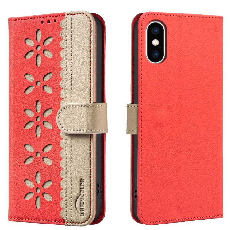 เคสโทรศัพท์หนังลายดอกไม้กลวงสีเย็บต่อพร้อม RFID สำหรับ iPhone XS Max, สำหรับ iPhone 6 Plus / 7 Plus / 8 Plus, สำหรับ iPhone 6 / 7 / 8