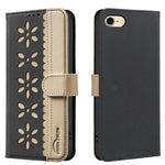 เคสโทรศัพท์หนังลายดอกไม้กลวงสีเย็บต่อพร้อม RFID สำหรับ iPhone XS Max, สำหรับ iPhone 6 Plus / 7 Plus / 8 Plus, สำหรับ iPhone 6 / 7 / 8