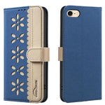 เคสโทรศัพท์หนังลายดอกไม้กลวงสีเย็บต่อพร้อม RFID สำหรับ iPhone XS Max, สำหรับ iPhone 6 Plus / 7 Plus / 8 Plus, สำหรับ iPhone 6 / 7 / 8