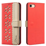 เคสโทรศัพท์หนังลายดอกไม้กลวงสีเย็บต่อพร้อม RFID สำหรับ iPhone XS Max, สำหรับ iPhone 6 Plus / 7 Plus / 8 Plus, สำหรับ iPhone 6 / 7 / 8