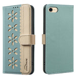 เคสโทรศัพท์หนังลายดอกไม้กลวงสีเย็บต่อพร้อม RFID สำหรับ iPhone XS Max, สำหรับ iPhone 6 Plus / 7 Plus / 8 Plus, สำหรับ iPhone 6 / 7 / 8