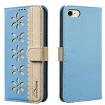 เคสโทรศัพท์หนังลายดอกไม้กลวงสีเย็บต่อพร้อม RFID สำหรับ iPhone XS Max, สำหรับ iPhone 6 Plus / 7 Plus / 8 Plus, สำหรับ iPhone 6 / 7 / 8