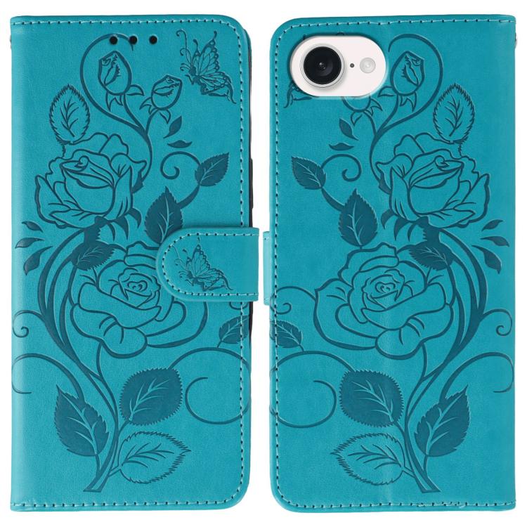เคสโทรศัพท์หนังปั๊มลายกุหลาบผีเสื้อ สำหรับ iPhone 17e / 16e, สำหรับ iPhone 17 Pro Max, สำหรับ iPhone 17 Pro, สำหรับ iPhone 17, สำหรับ iPhone Air