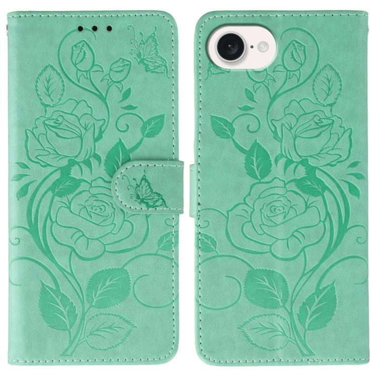 เคสโทรศัพท์หนังปั๊มลายกุหลาบผีเสื้อ สำหรับ iPhone 17e / 16e, สำหรับ iPhone 17 Pro Max, สำหรับ iPhone 17 Pro, สำหรับ iPhone 17, สำหรับ iPhone Air