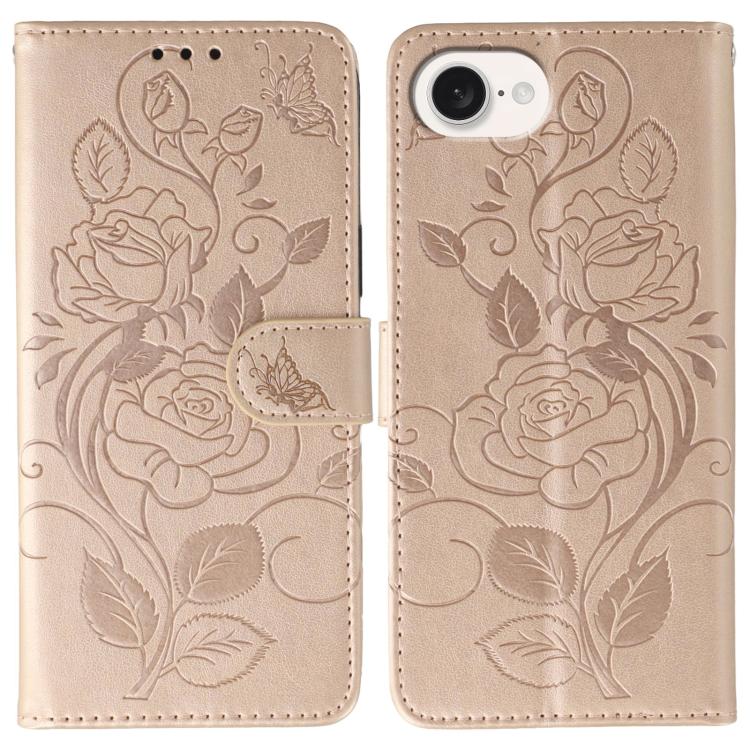 เคสโทรศัพท์หนังปั๊มลายกุหลาบผีเสื้อ สำหรับ iPhone 17e / 16e, สำหรับ iPhone 17 Pro Max, สำหรับ iPhone 17 Pro, สำหรับ iPhone 17, สำหรับ iPhone Air