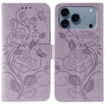 เคสโทรศัพท์หนังปั๊มลายกุหลาบผีเสื้อ สำหรับ iPhone 17e / 16e, สำหรับ iPhone 17 Pro Max, สำหรับ iPhone 17 Pro, สำหรับ iPhone 17, สำหรับ iPhone Air