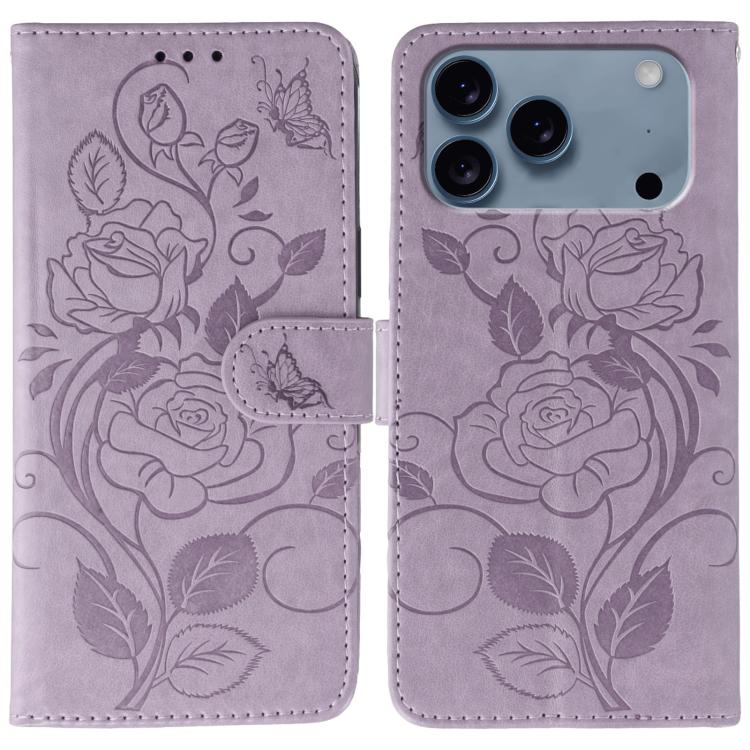 เคสโทรศัพท์หนังปั๊มลายกุหลาบผีเสื้อ สำหรับ iPhone 17e / 16e, สำหรับ iPhone 17 Pro Max, สำหรับ iPhone 17 Pro, สำหรับ iPhone 17, สำหรับ iPhone Air